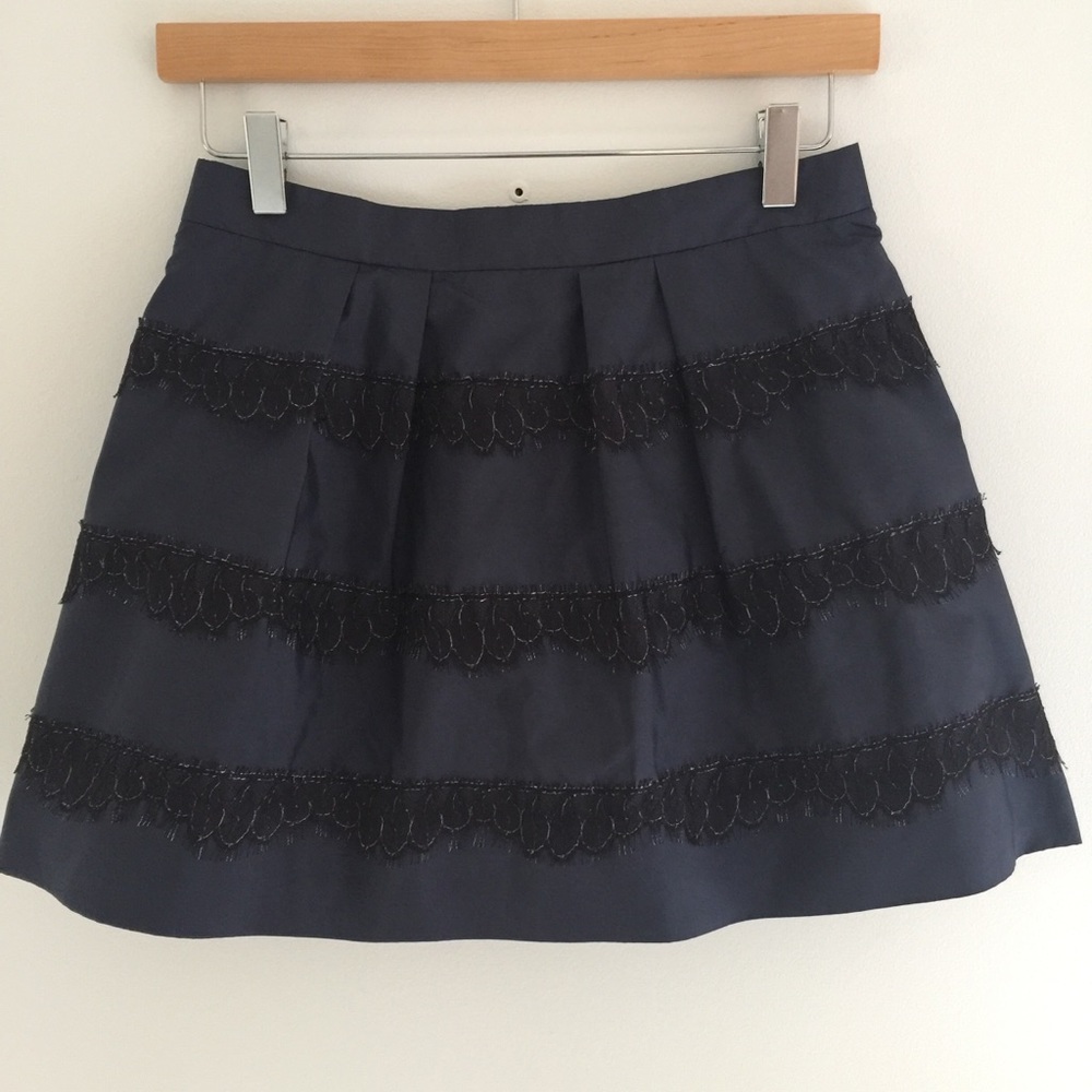 J Crew Black Label 100% Silk and Lace Mini Skirt